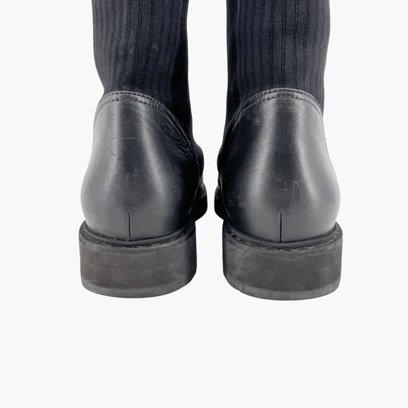 Fendi Rockoko Combat Boots EU 42 US 12 Black Leather FF Zucca Lace Up Sock - Picture 7 of 14